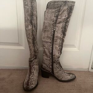 Snakeskin Knee-High Boots
